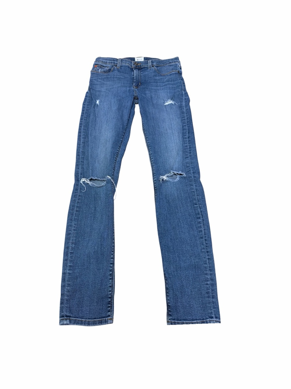 Hudson Nico Midrise Super Skinny Jeans Womenโs 29 Distressed Stretch Denim